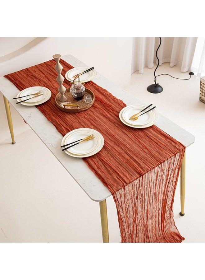 HOMESTAR Table Mat, Ruffled Table Runner, Elegant Dining Table Decoration, For Wedding/Baby Shower/Friend Gathering/Party/Banquet/ Celebration Table Setting, Restaurant Decoration, Home Decoration, Orange, 90x305cm - Image 1